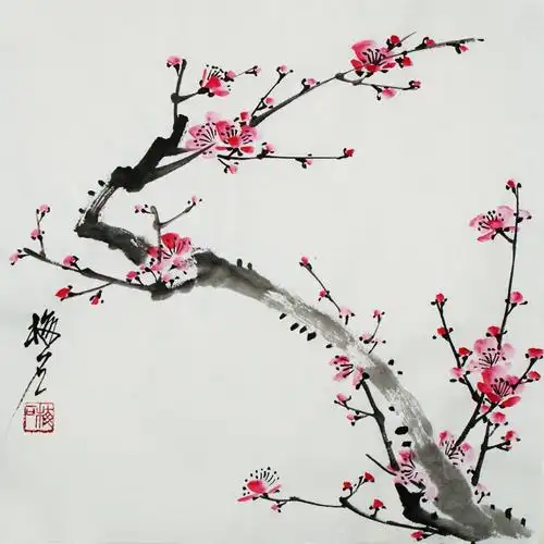 简单的中国画梅花图片1简单的中国画梅花图片展示在中国国画创作过程