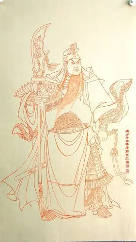 实力派书画家郭思然朱砂白描关公系列作品欣赏