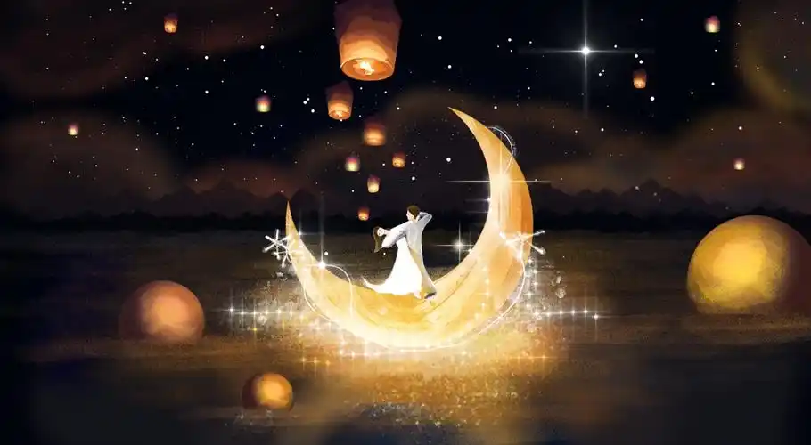 星空七夕月光银河情侣跳舞4k壁纸