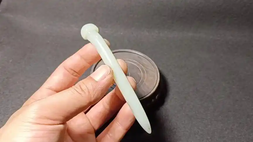 明代和田玉蘑菇头发簪