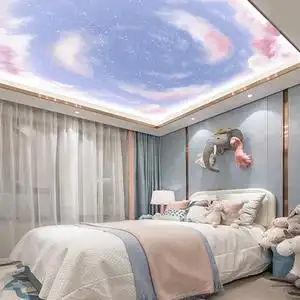 梦幻星空顶天花吊顶墙纸儿童房卧室壁纸北欧ins风酒店房间墙布