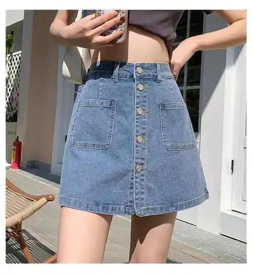 实拍夏新款大码松紧腰宽松软牛仔短裙裤胖mm弹力韩版休闲短裤 - 17网