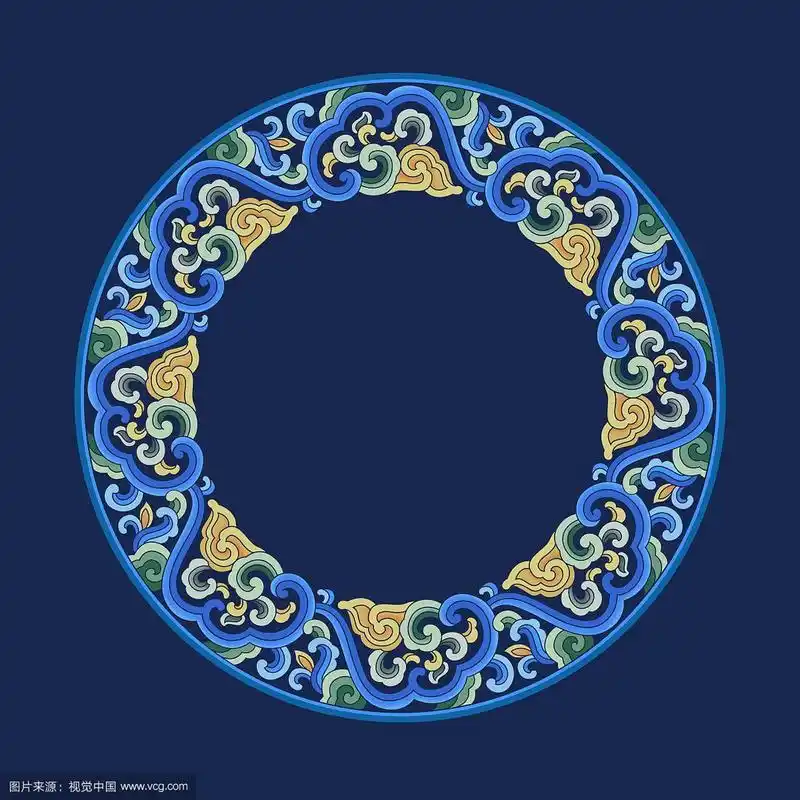 抽象的彩色云纹装饰圆形图案