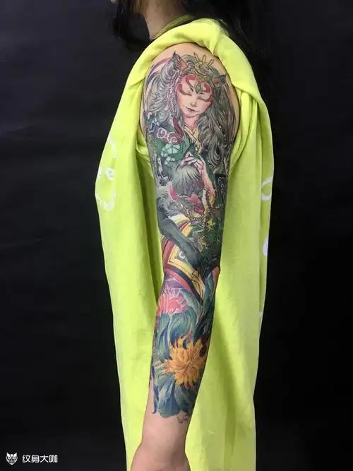 玉藻前_纹身图案手稿图片_辛师傅的纹身作品集