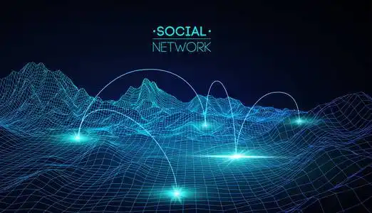 六角图网络概念蓝色的向量图.未来派六角矢量图.未来派六角矢量图.