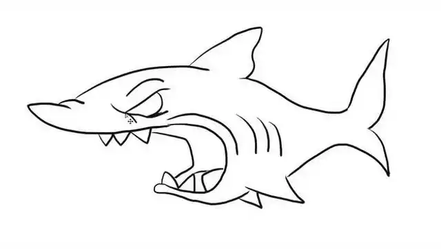 凶恶的鲨鱼幼儿亲子简笔画 宝宝轻松学画画
