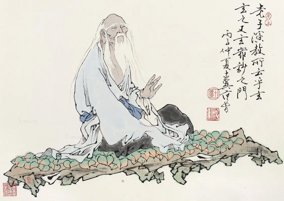 0725丙子1996年作老子演经图镜心纸本