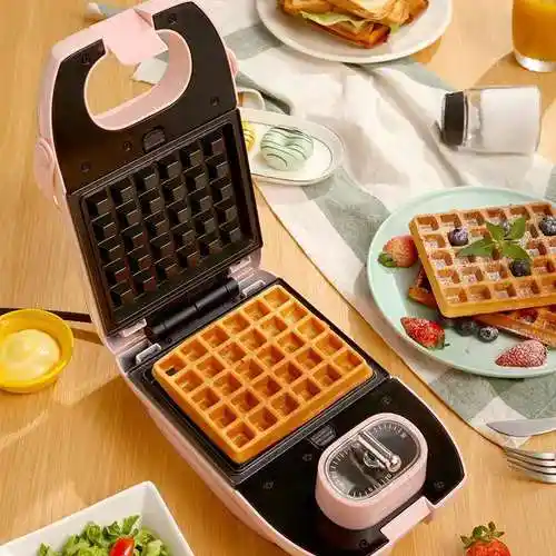 三明治早餐机多功能网红轻食机家用煎蛋小型华夫饼机吐司烤面包机粉色