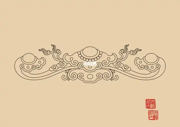 古建雕刻之如意纹矢量线稿