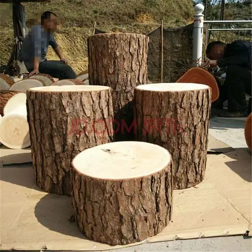 齐鲁铭鑫 松木墩子 原木墩 树桩木桩凳 树墩凳 根雕茶几凳坐墩实木