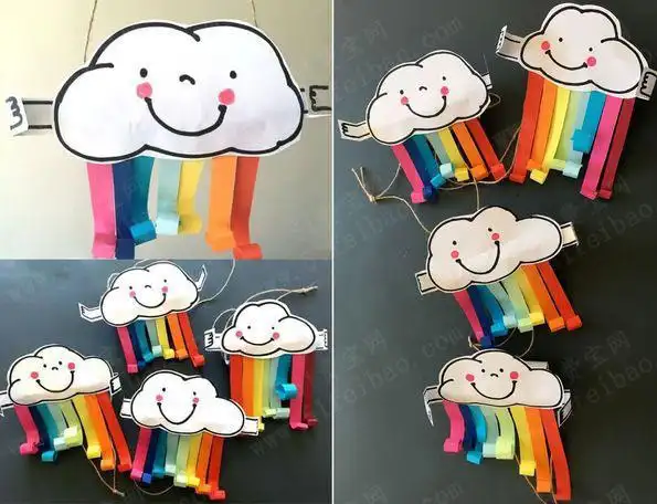 低年级diy作品之彩虹云朵 - 废物利用手工diy小制作 - 51费宝网(繁体