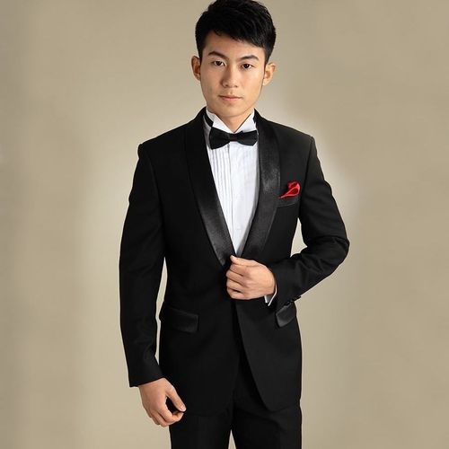 男士青果领西服舞台演出服大合唱服拍照结婚礼服主持司仪西装套装