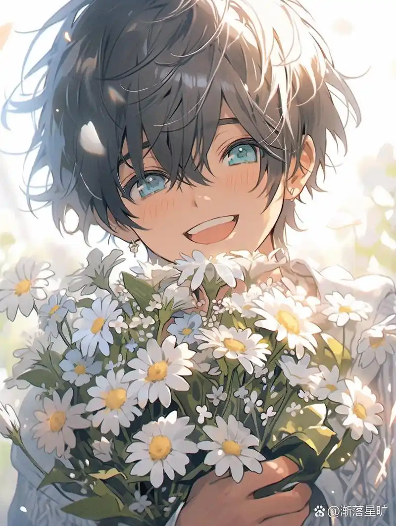 捧花男生头像 | 小雏菊男孩 | 治愈系头像