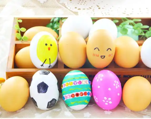 儿童手工制作材料包彩绘仿真鸡蛋 手绘彩蛋(配4色水彩笔)30个装【图片