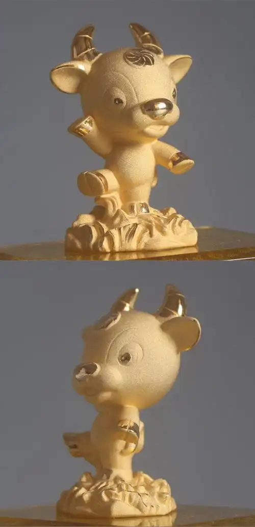 绒沙金牛摆件牛年生肖吉祥物黄金牛创意送商务活动礼品玄关客厅装饰品