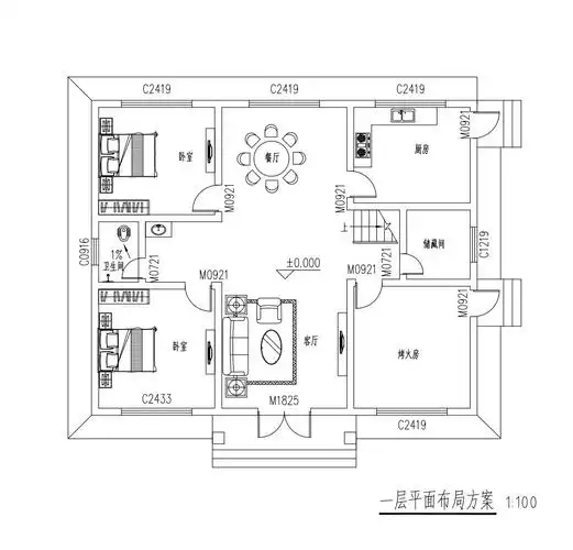 13x11一层带阁楼简欧风格别墅 - 乡村住宅在线
