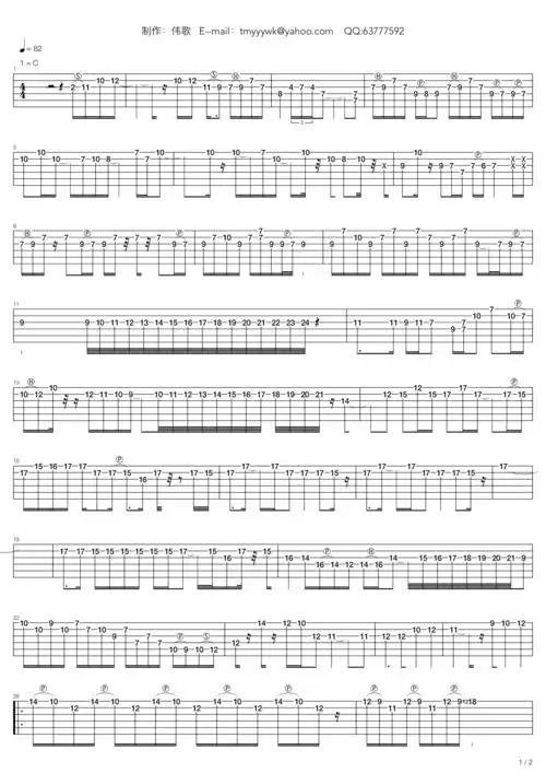 加州旅馆电吉他版吉他谱