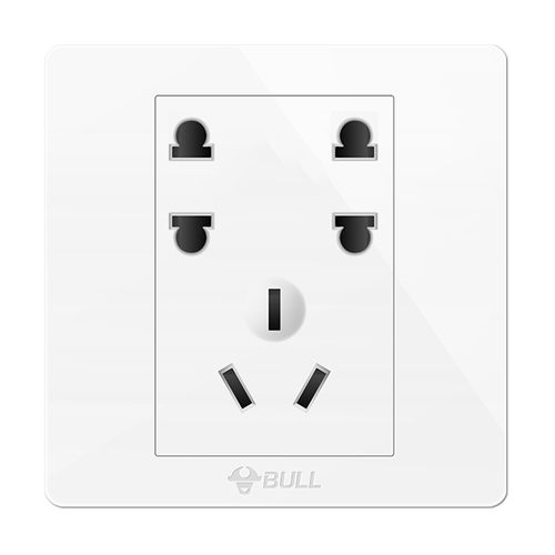 bull公牛开关插座86型10a七孔电源插座g07经典白墙壁暗装7孔插座面板