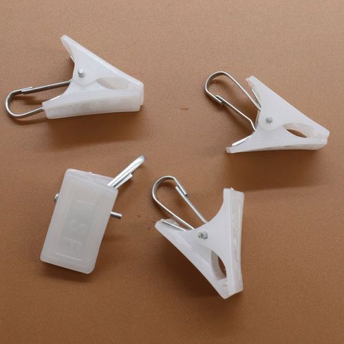 窗帘白色塑料挂钩夹子杆铁环扣按扣型窗帘扣