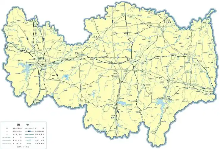 信阳地图 河南省信阳市 标准地图 路网地图 人文地图