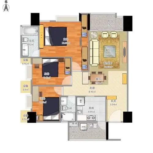 76平混搭三居室装修案例