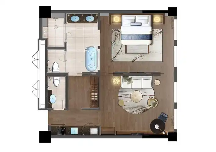 酒店套房彩色平面方案