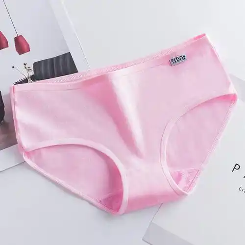 浪莎3条纯色女士内裤女纯棉中低腰简约少女学生黑色白色灰色三角短裤