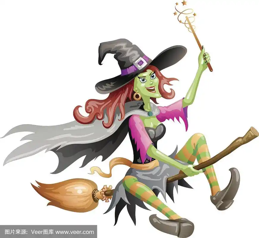 红发女巫骑着扫帚飞