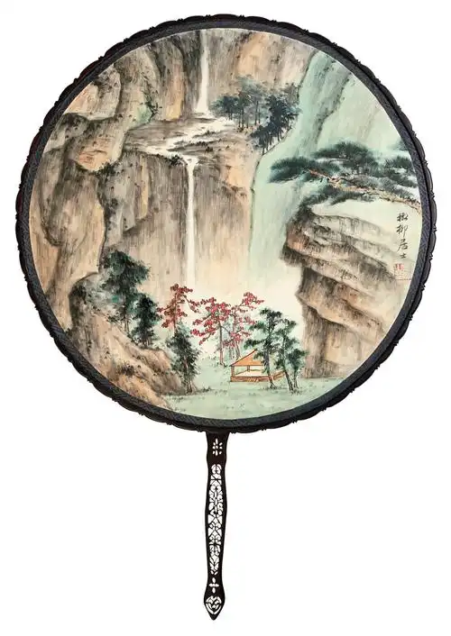 【山水圆光扇 成扇 设色绢本】拍卖品_图片_价格_鉴赏_绘画_雅昌艺术