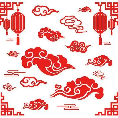 免抠素材免费下载觅元素红色祥云剪纸图案设计模板素材剪纸祥云素材