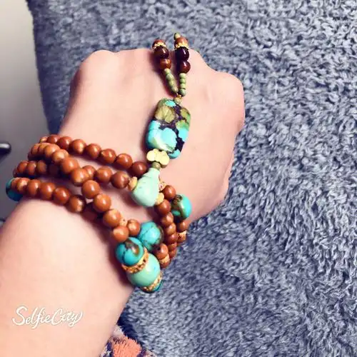 橄榄核核尖绿松石108