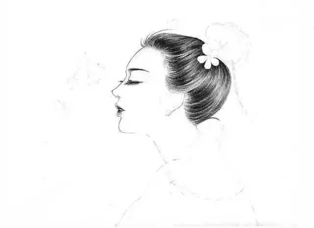 素描教程:侧颜古装美人,美得令人陶醉