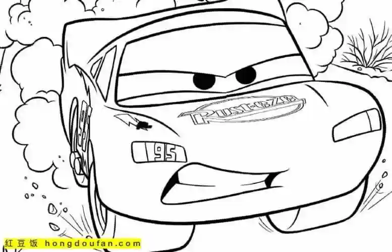 男生最喜欢的10张《汽车总动员》超级赛车卡通涂色图片-红豆饭小学生