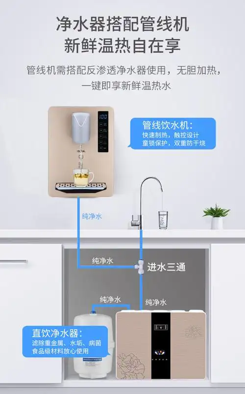 全自动超薄饮水机沁园云之星家用壁挂式管线机速热直饮水饮水机调温无