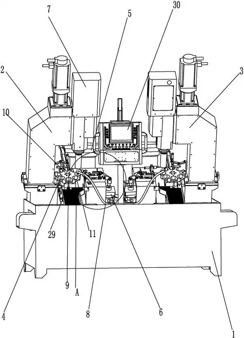 包括一个工作台,其特征在于:所述工作台上设有结构对称的第一攻丝机和