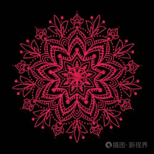刺绣.复古 s 刺绣的设计元素红色曼陀罗
