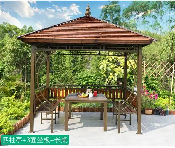 凉亭户外庭院实木别墅小木屋小房子六角花园棚防腐木乡村组装亭子六人