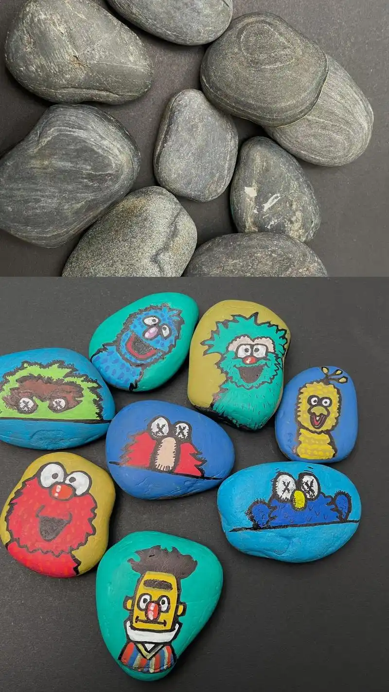 石头可以变身成什么呢芝麻街系列小可爱太喜欢了各种图案都可以画在