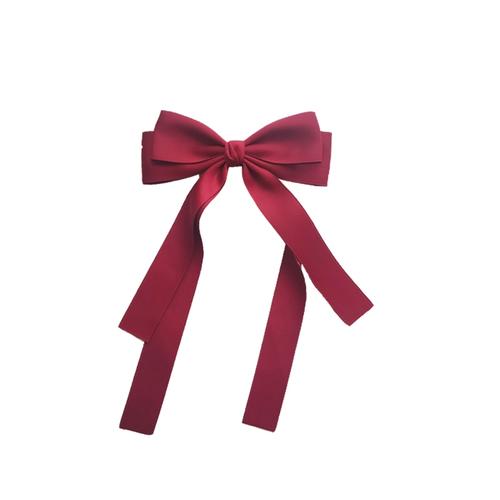 韩国米白色飘带大蝴蝶结头饰发夹网红黑色蝴蝶结发饰发卡鸭嘴夹子 -