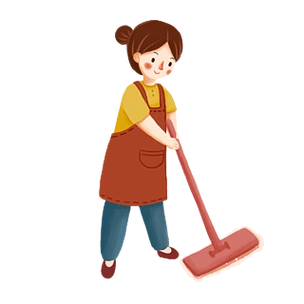 清新卡通大扫除的女孩