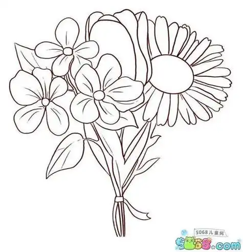 花卉简笔画作品之一束美丽的鲜花