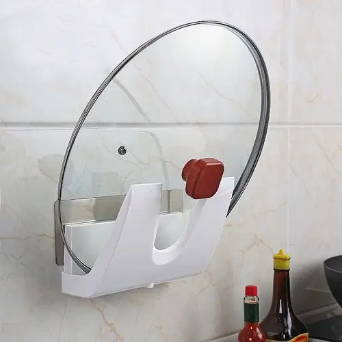 厨房用品锅盖架沥水免打孔放锅盖的架子多功能壁挂菜板收纳置物架