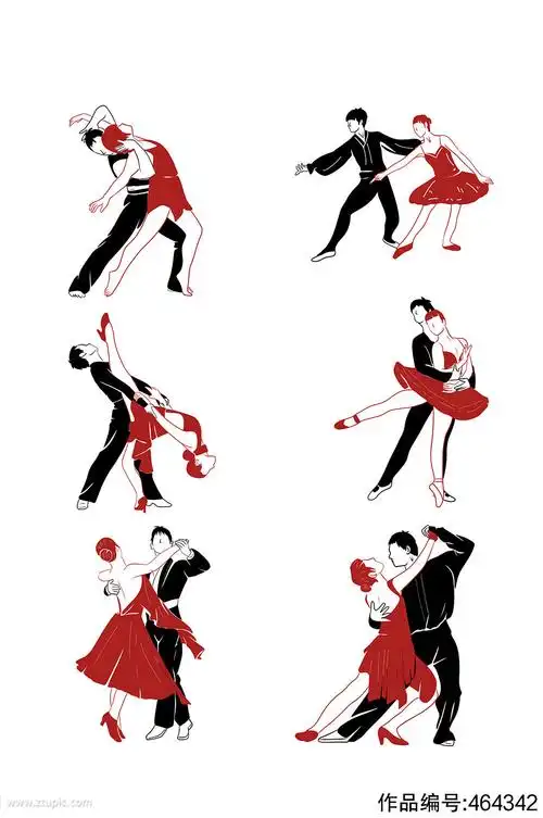 手绘跳拉丁舞的男女