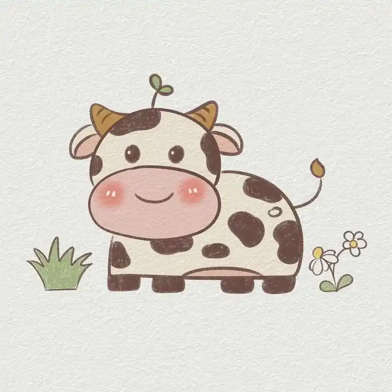 可爱小牛简笔画教程.胖嘟嘟的小牛谁又能不爱呢?