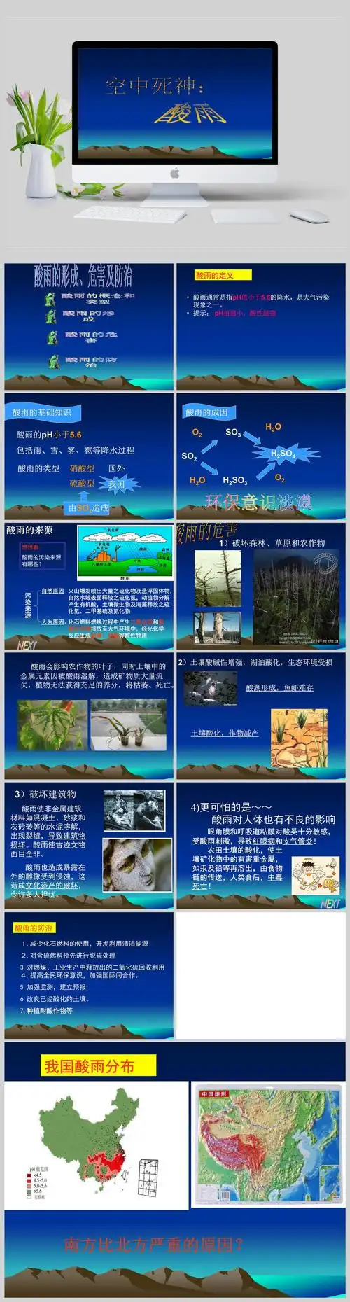 酸雨的形成及危害ppt模板