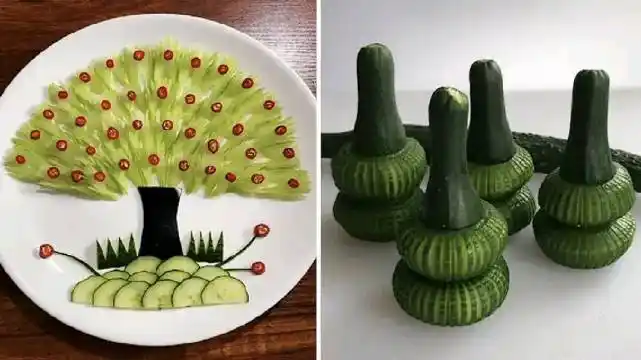 水果蔬菜刀工拼盘技艺展示,真漂亮啊!可以学学