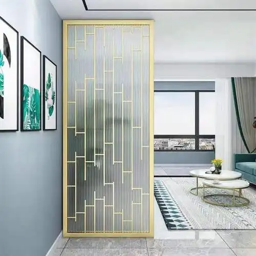 北欧轻奢遮挡铁艺装饰现代简约玻璃屏风隔断客厅进门入户玄关家用