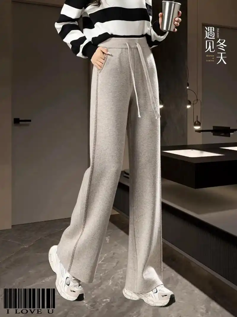 哥弟女裤秘冬羊毛裤.秋冬季休闲针织保暖#显高显瘦显腿长 高腰 - 抖音