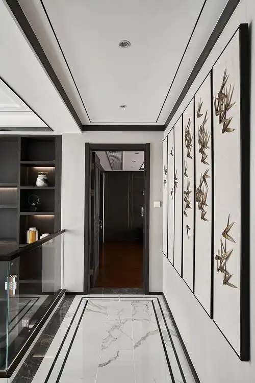 现代中式风别墅过道装修效果图