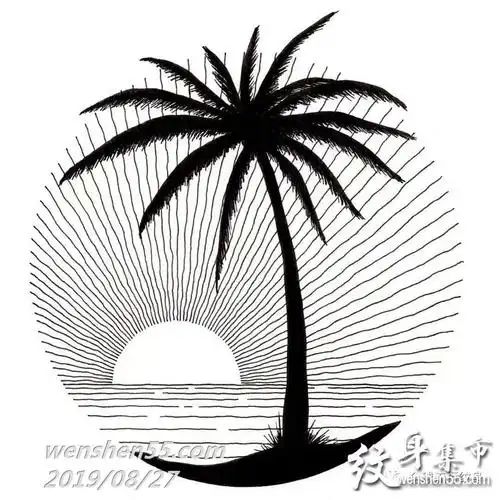 椰子树纹身椰子树纹身手稿椰子树纹身图案